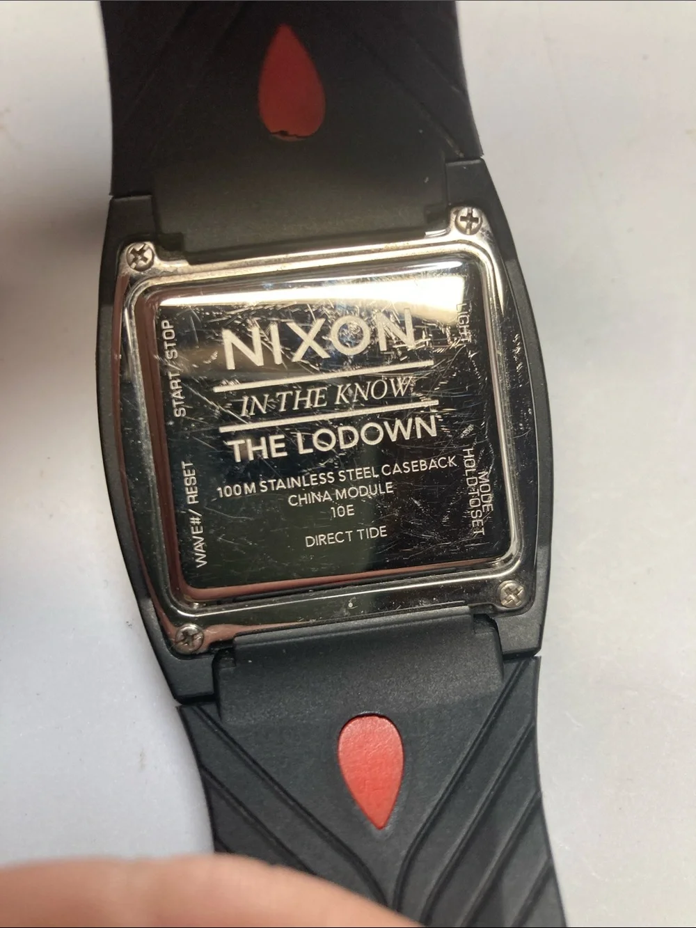 Nixon The Lodown, Black and Red Digital Surf Watch, new battery